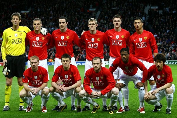 Foto del equipo de fútbol antes del partido