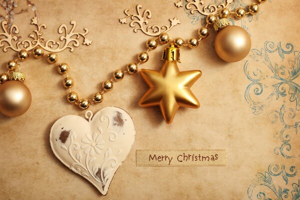 Christmas pendant with a heart and a gold star