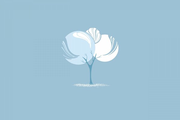 Ilustración de un árbol sobre un fondo azul