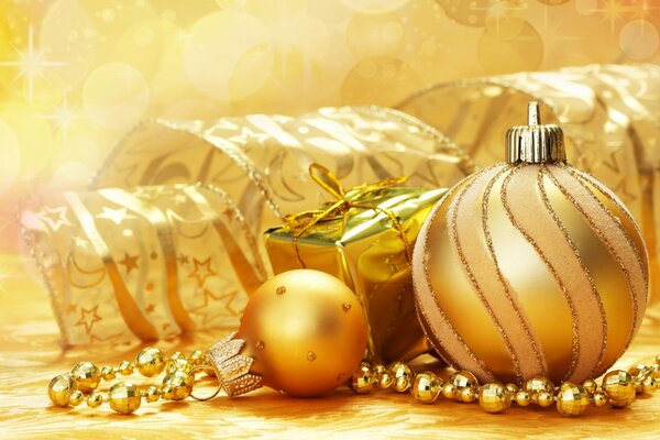 Decorations for the New Year. All colors of gold