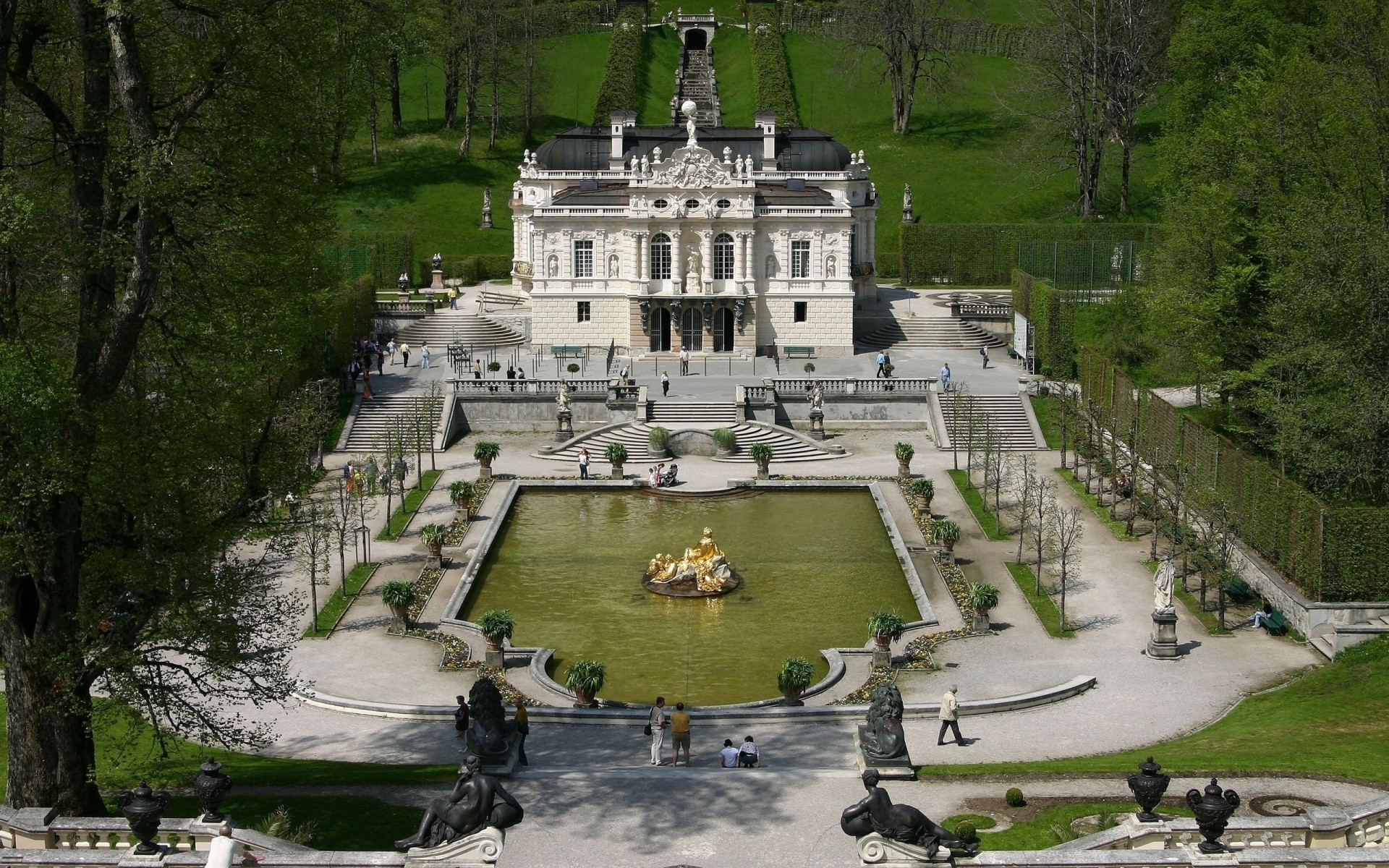 allemagne architecture voyage maison eau château en plein air ville tourisme rivière châteaux fontaines sculptures parc arbres