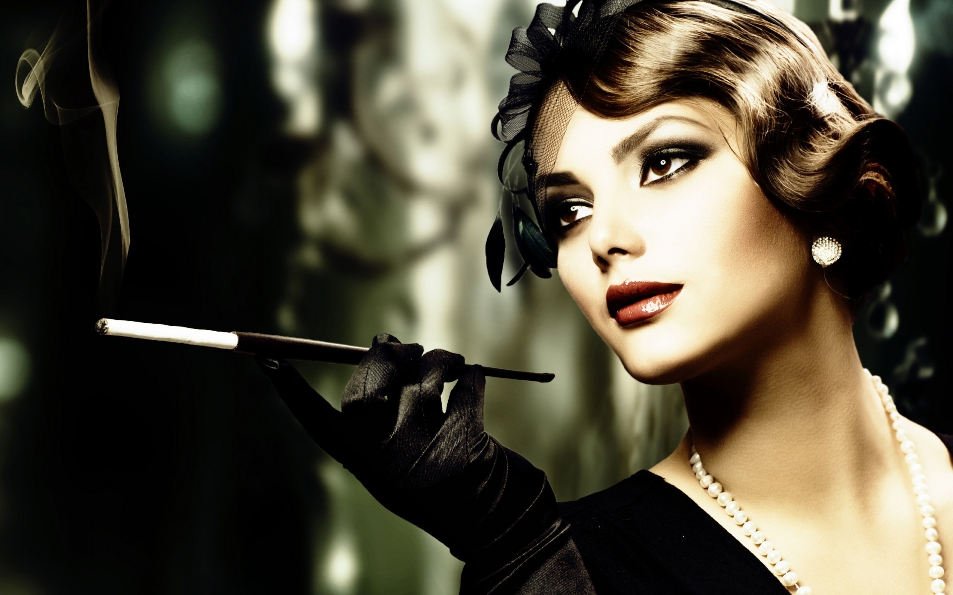 женщина портрет мода девушка модель один взрослый гламур винтаж дым фото ретро обои