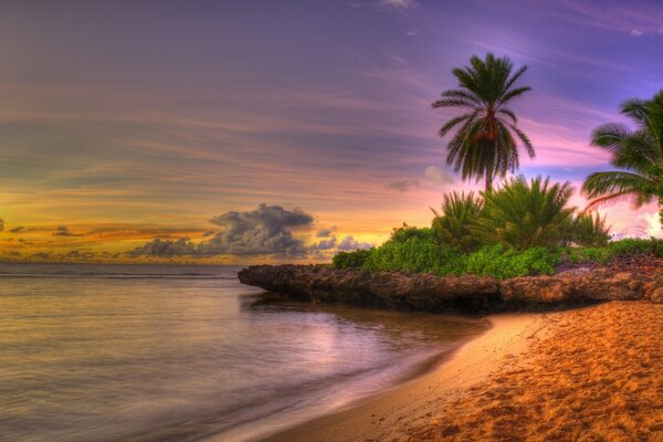 Coucher de soleil sur l océan en été