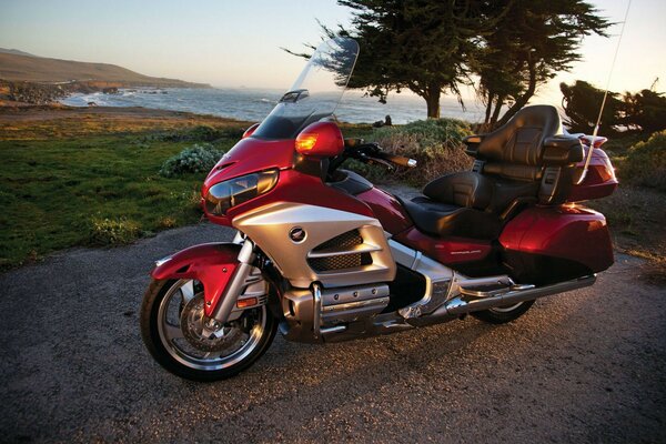 Sports motorbike on the background of the sea