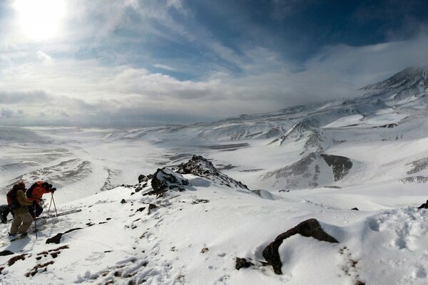 A dangerous climb. Snowy Mountains