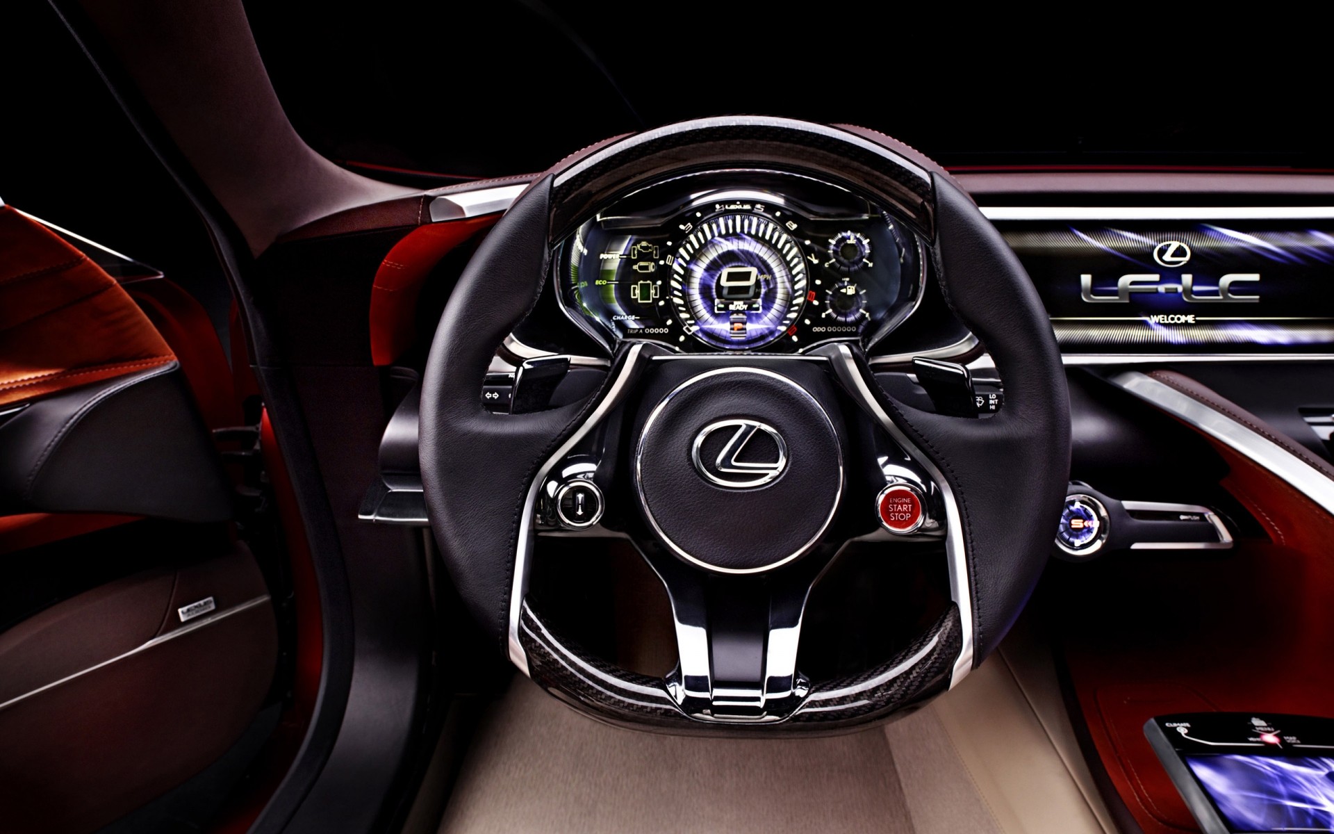 concept cars car dashboard vehicle drive transportation system fast speed speedometer steering wheel guidance dash automotive wheel engine chrome shift power odometer driver gearshift lexus concept