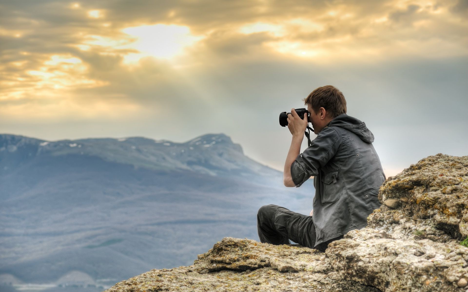 men sky outdoors nature hike sunset travel mountain landscape man one