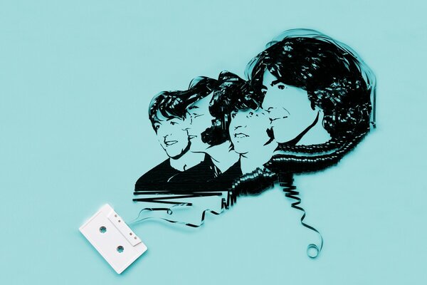 Retrato de los Beatles de una cinta de cassette