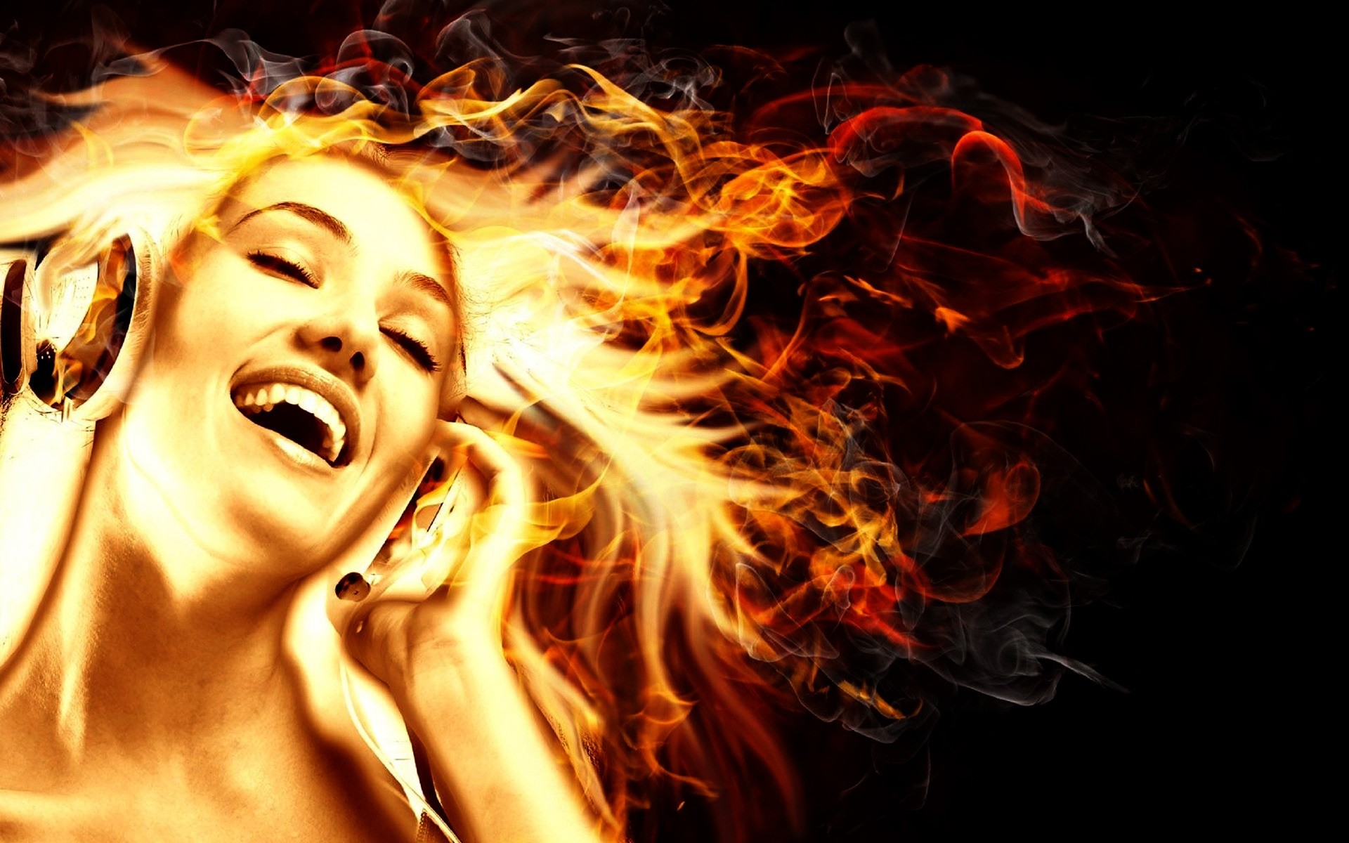 fogo chama fumaça quente queimado calor fogueira perigo lareira magia abstrato escuro queimar energia fogueira língua inflamável inferno menina sorriso