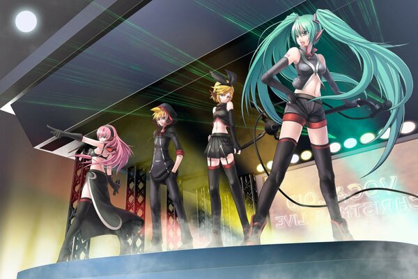 Konzert Musik Vocaloid miku luca rin len Lied anim