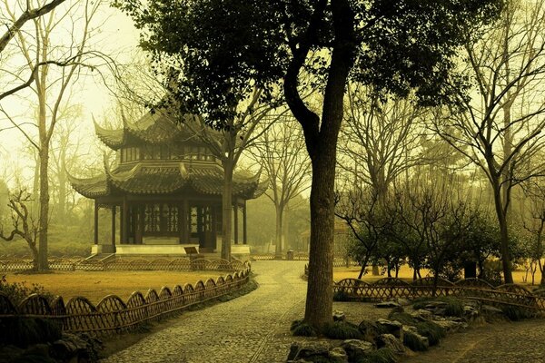 Templo Oriental en gorrod Autumn Park