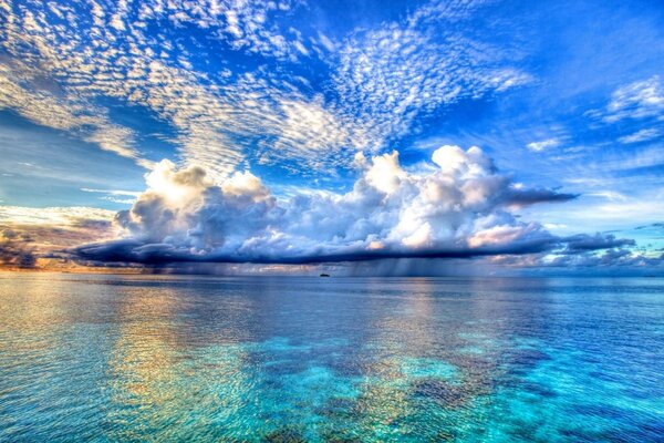 Océano horizonte cielo nubes Dal barcos color belleza