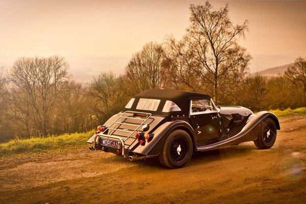 Morgan s mounting car on the road