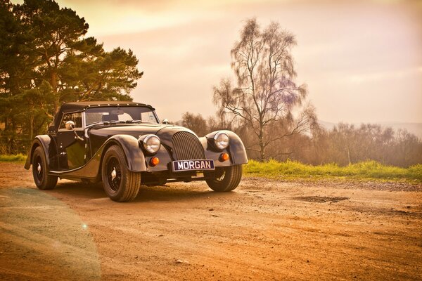 Morgan s mounting car on the road