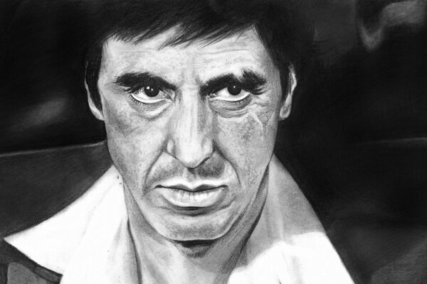 Black and white portrait of the famous actor