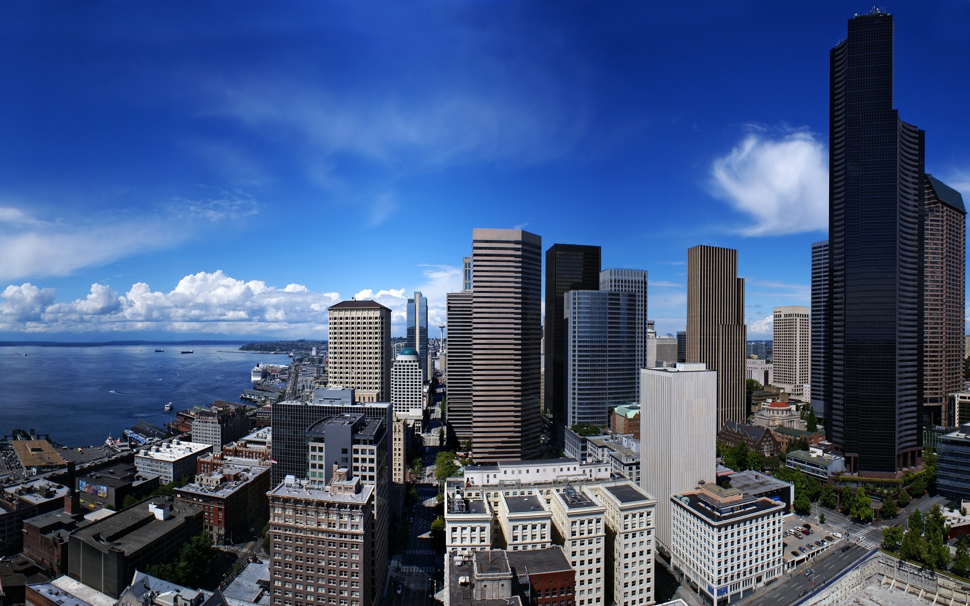 etats-unis ville gratte-ciel skyline architecture centre-ville ville bureau maison voyage moderne affaires ciel urbain finances front de mer port eau crépuscule amérique panorama etats-unis bna nous