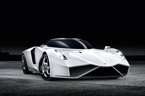 Sports car in black and white