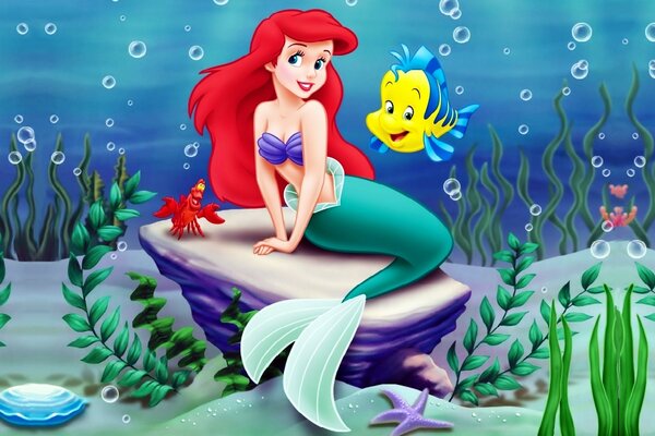 Изображение из мультфильма русалка и рыбка