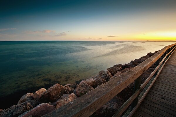 The beach was equipped with a wooden pier