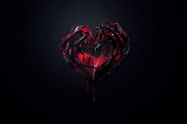 A fiery heart on a dark background