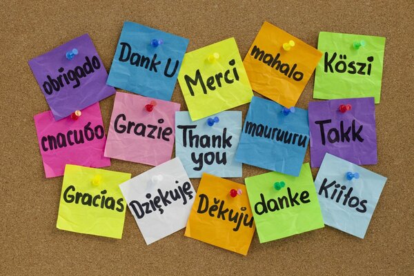 Thank you gracias muchos idiomas tablero del botón de la variedad