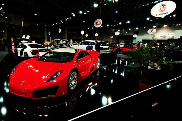 Salon of cars of different colors