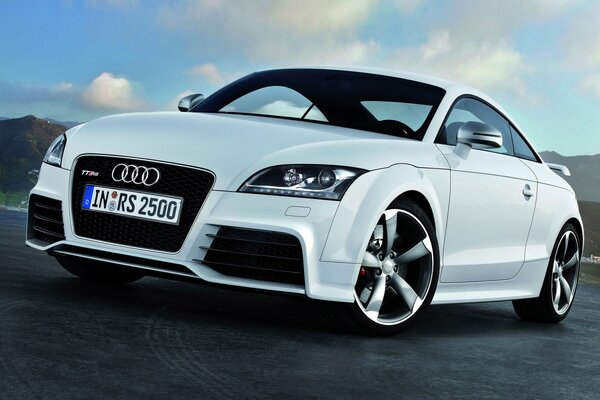 White spectacular Audi on the road