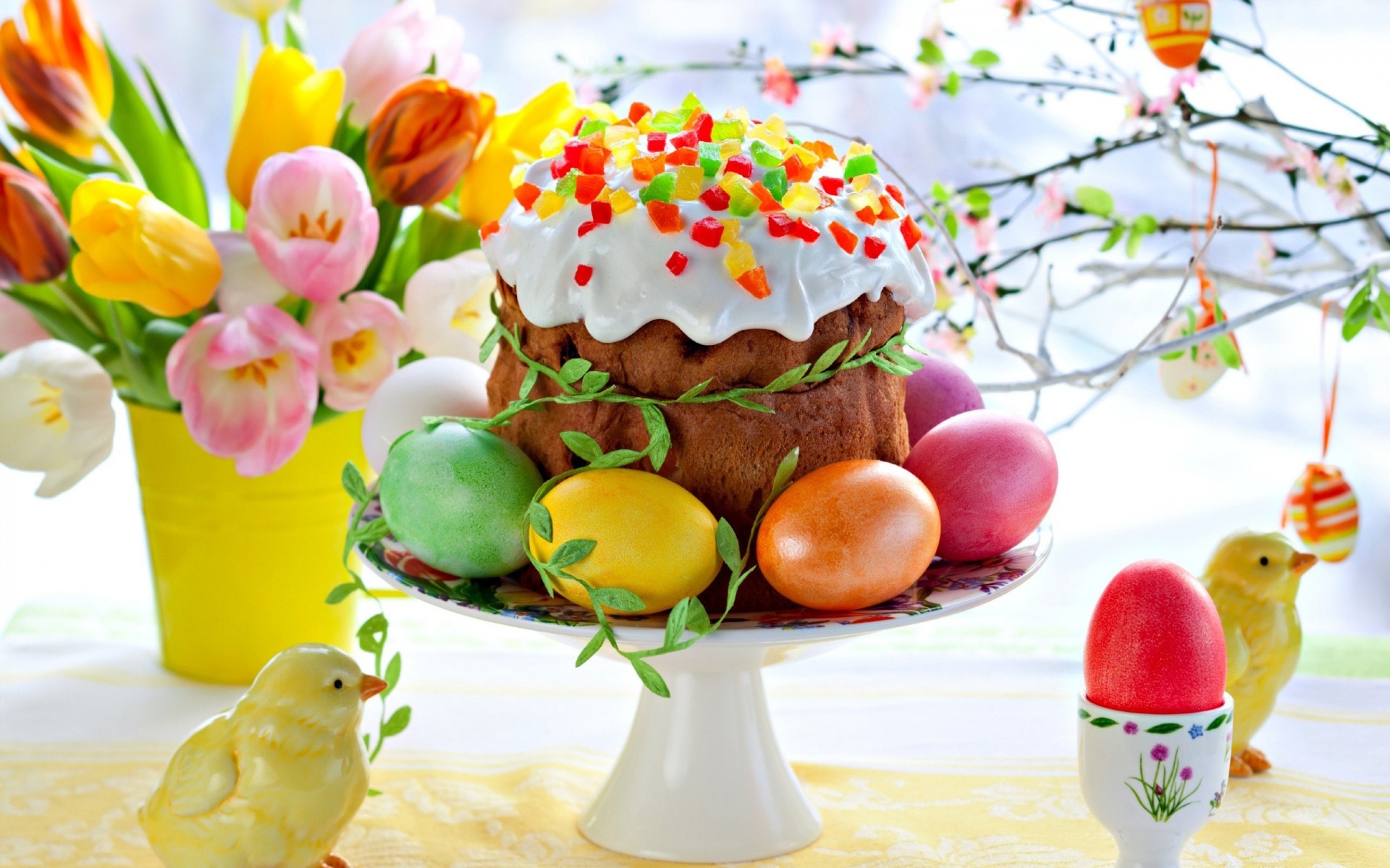 easter food egg celebration decoration table traditional sweet cake eggs