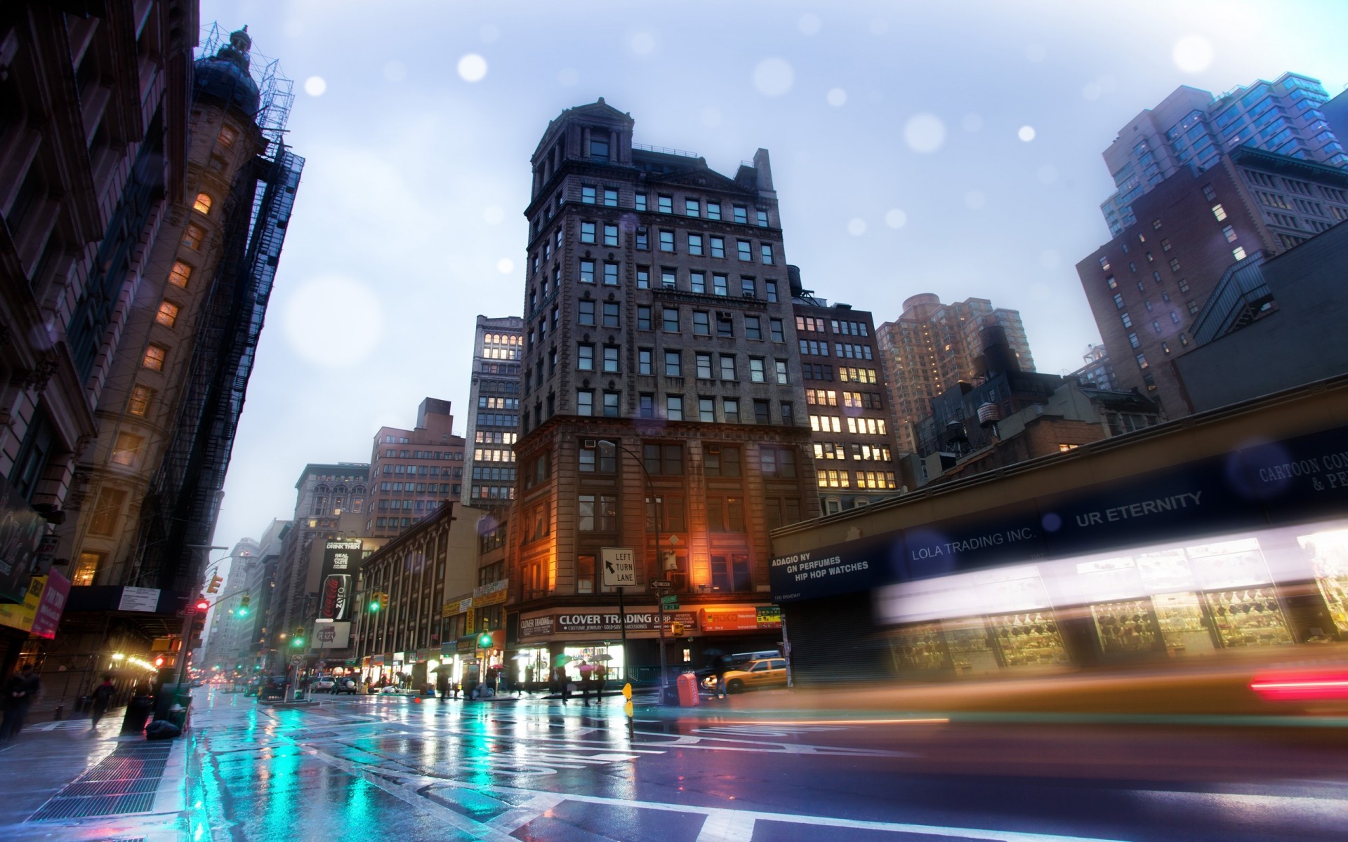 eua cidade centro da cidade viagens casa arquitetura arranha-céu estrada urbano tráfego crepúsculo noite negócios rua cidade borrão ponte sistema de transporte ônibus carro skyline nova york eua noite chuvosa bna américa