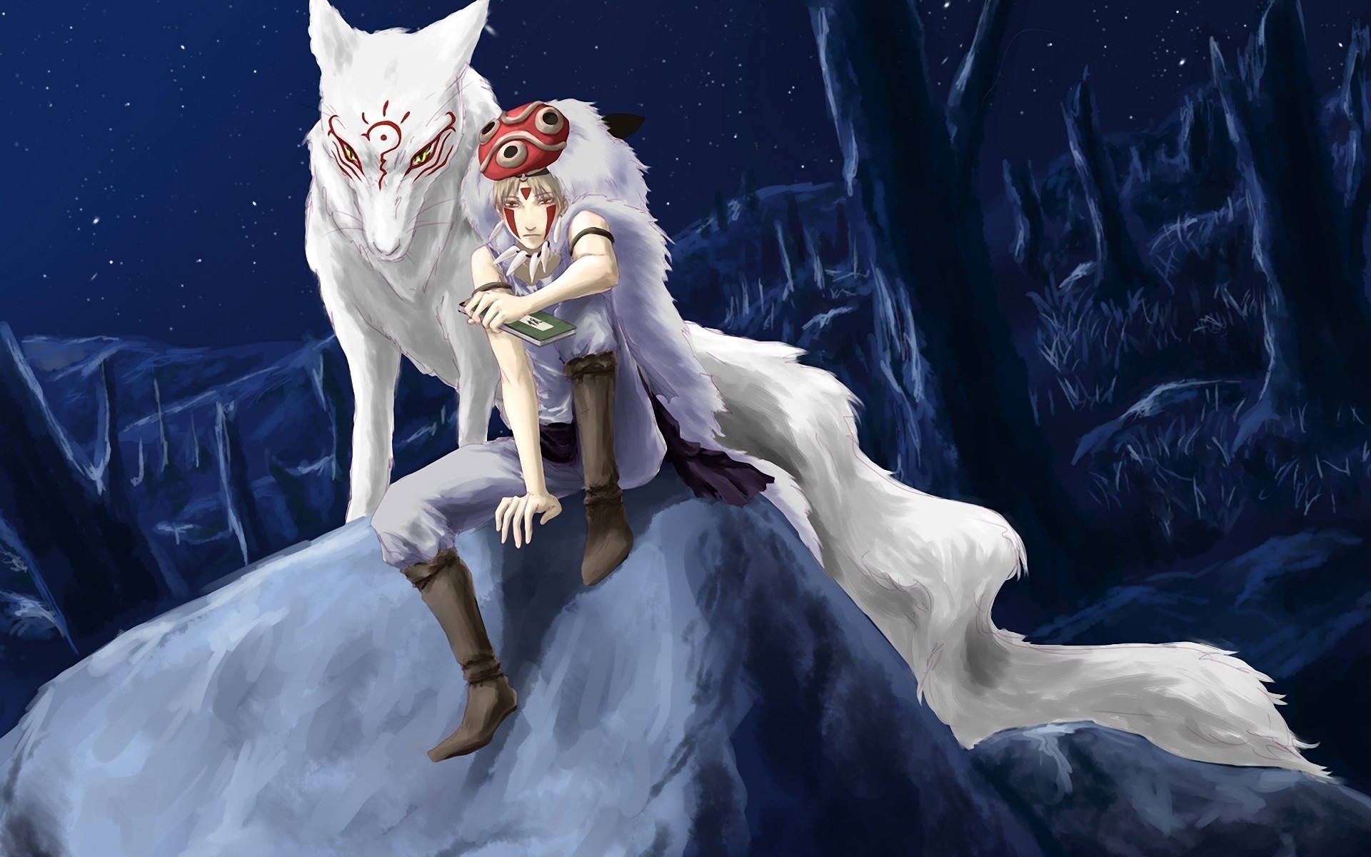 dibujos animados solo adulto mujer desgaste arte magia traje velo princesa mononoke takashi natsume madara niño lobo