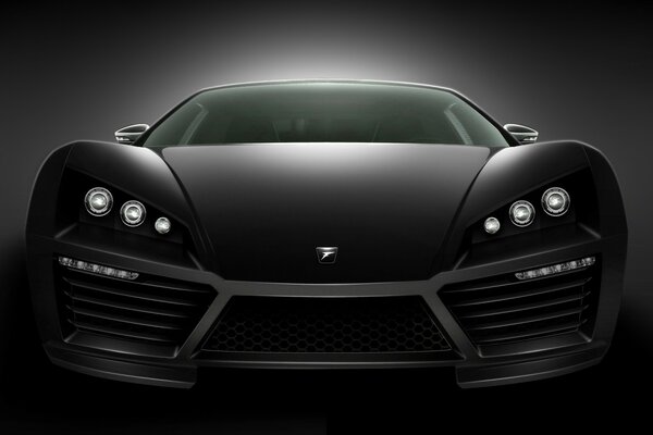 Powerful black sports car close-up