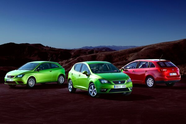 Seat cars on the background of mountains