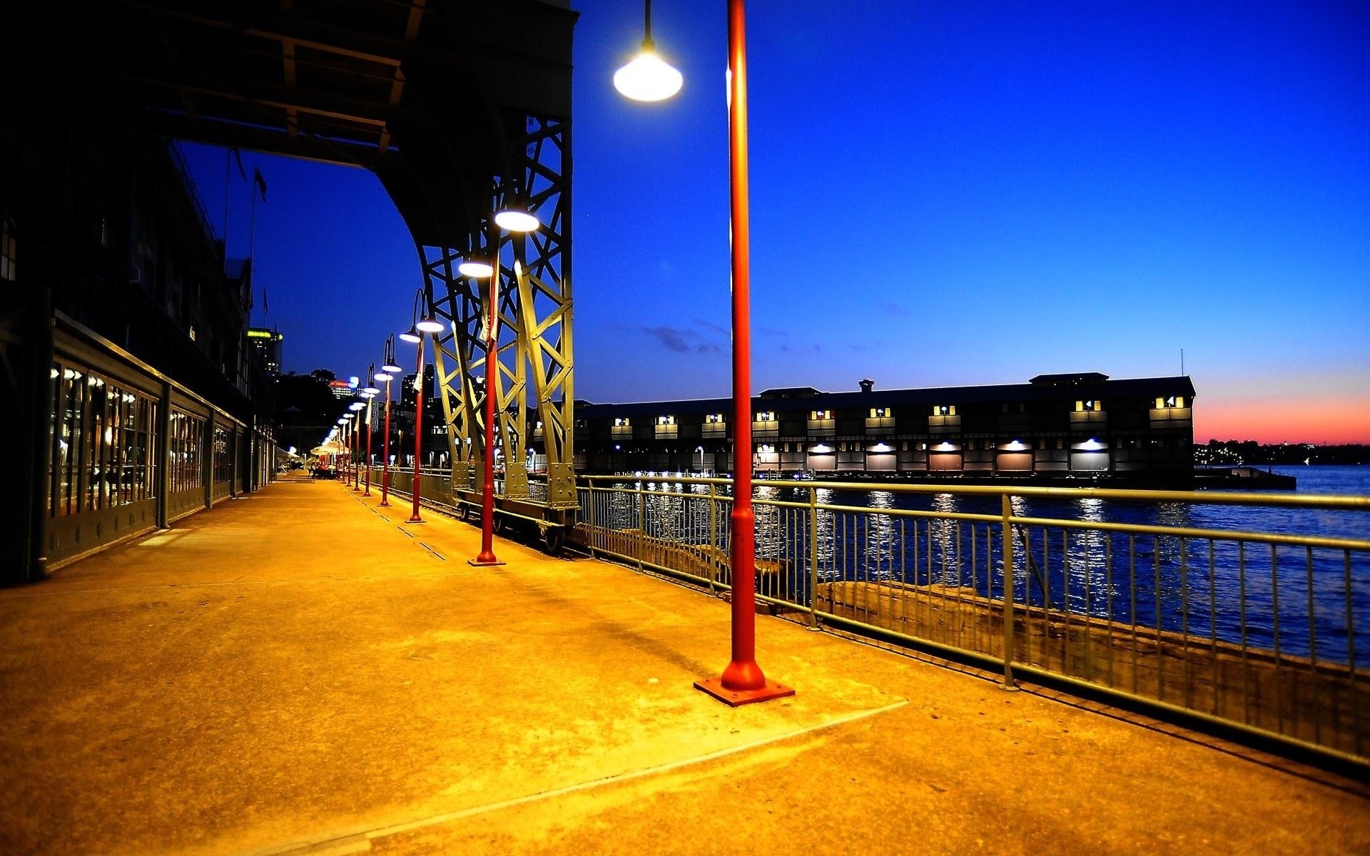 australia street travel bridge transportation system city road architecture building urban tube light sky business traffic evening blur dusk