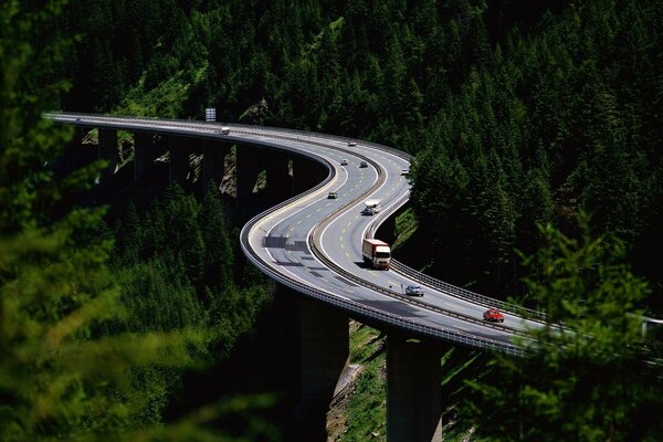 Winding road in a mountainous area