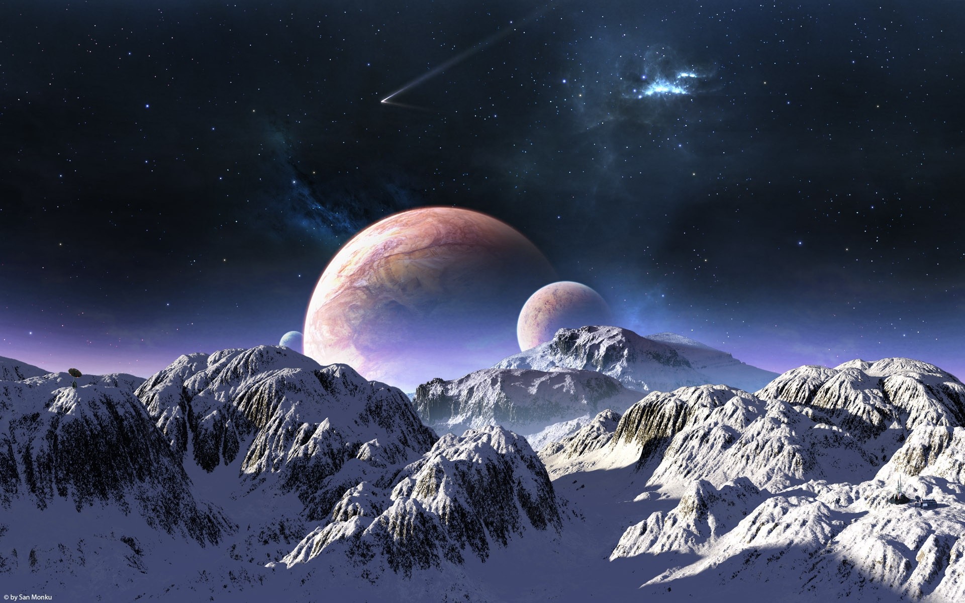 paesaggio luna astronomia pianeti galassia esplorazione cielo neve spazio astrologia montagna spazio a forma di palla natura inverno viaggi atmosfera essere extraterrestre solare paesaggio pianeti sfondo notte