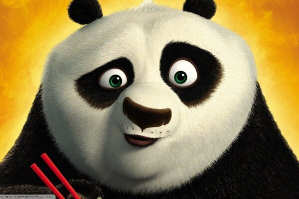 Cute panda portrait from cartoon