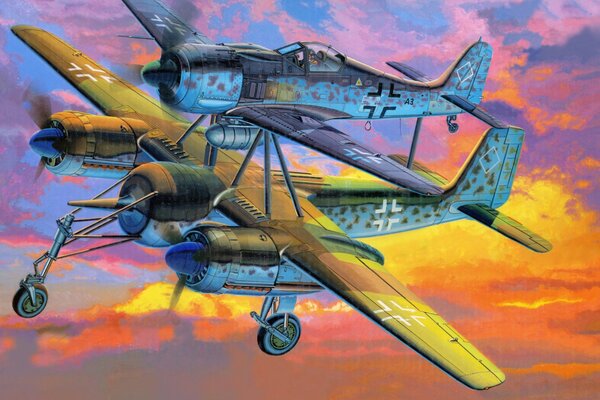 Avions de guerre dans le ciel beaux graphiques