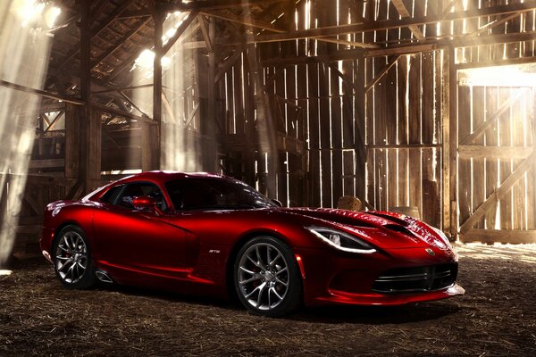 Red dodge sports car