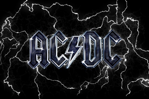 The emblem of the ac/dc group with lightning bolts