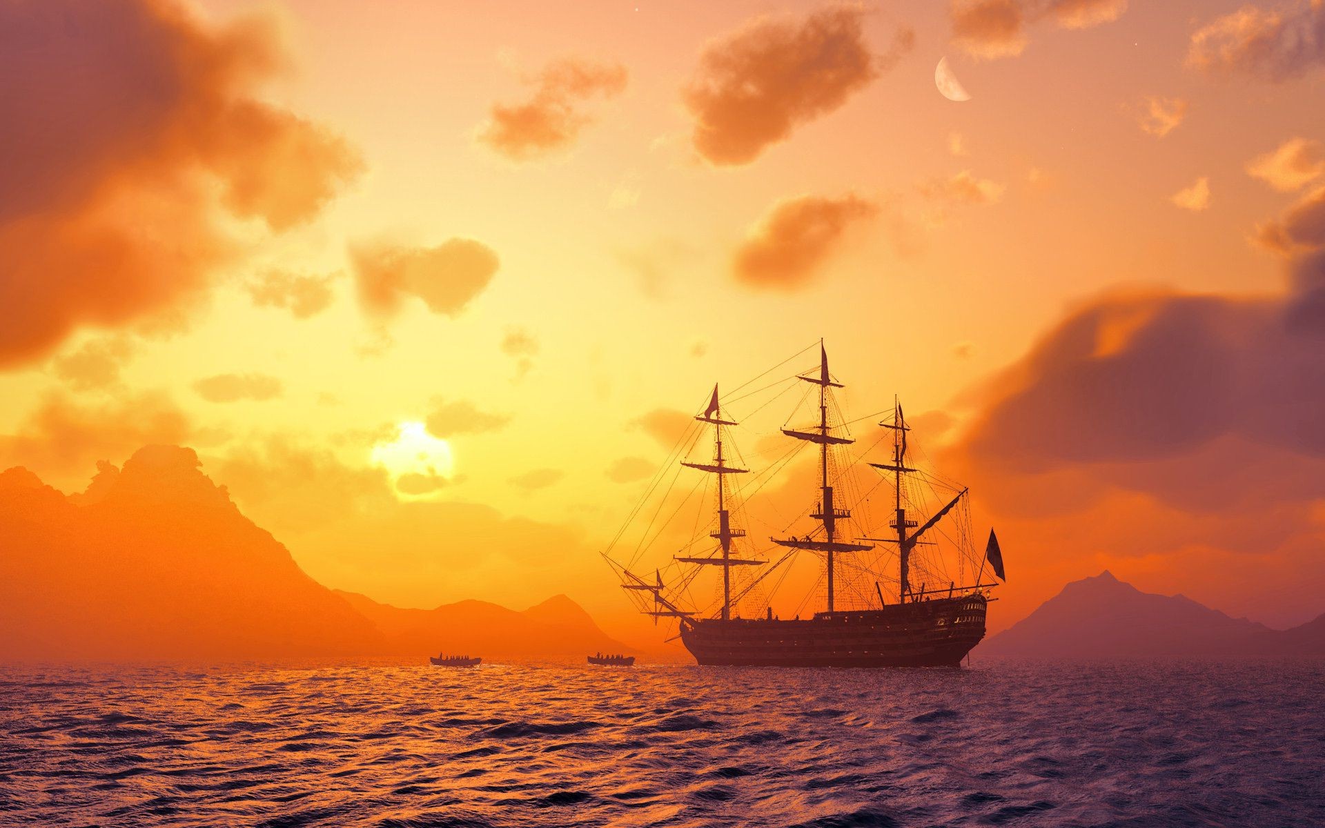 корабли закат рассвет воды океан море плавсредство небо вечером солнце сумрак корабль путешествия парусник лодка силуэт пейзаж
