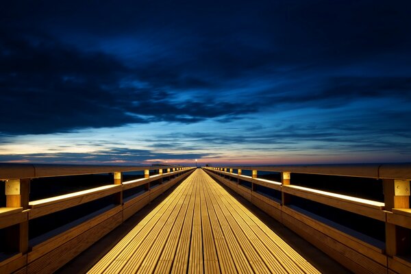 Endless road to the sky and sunset