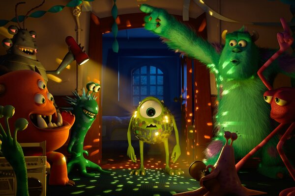 Mike Wazowski e Sally. Cornice del cartone animato