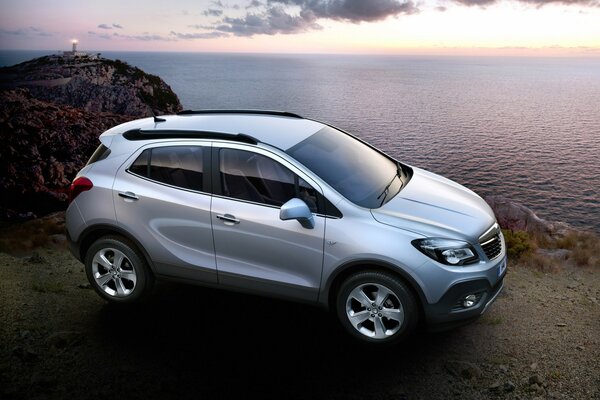 Compact car near the lighthouse