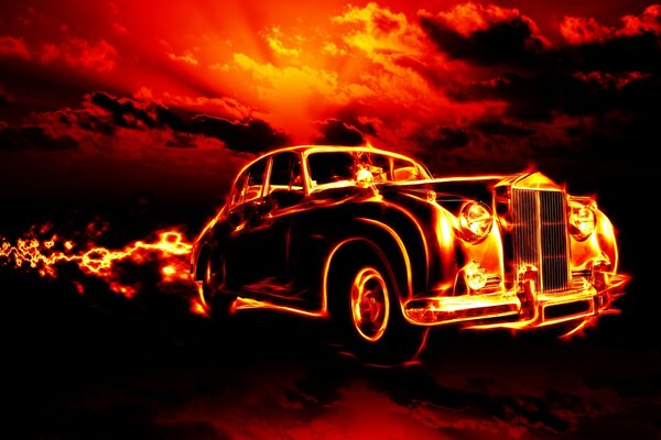 Voiture Vintage en feu