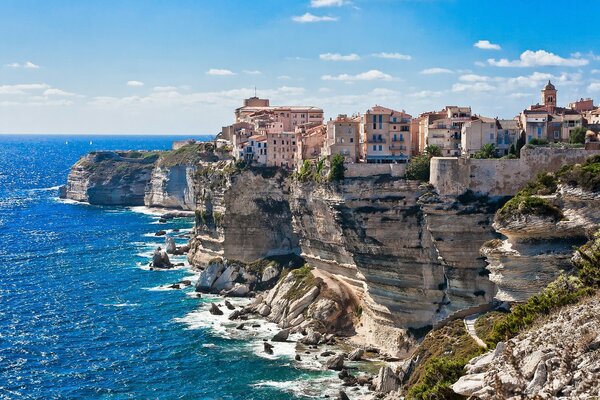 Houses on the rocks near the sea