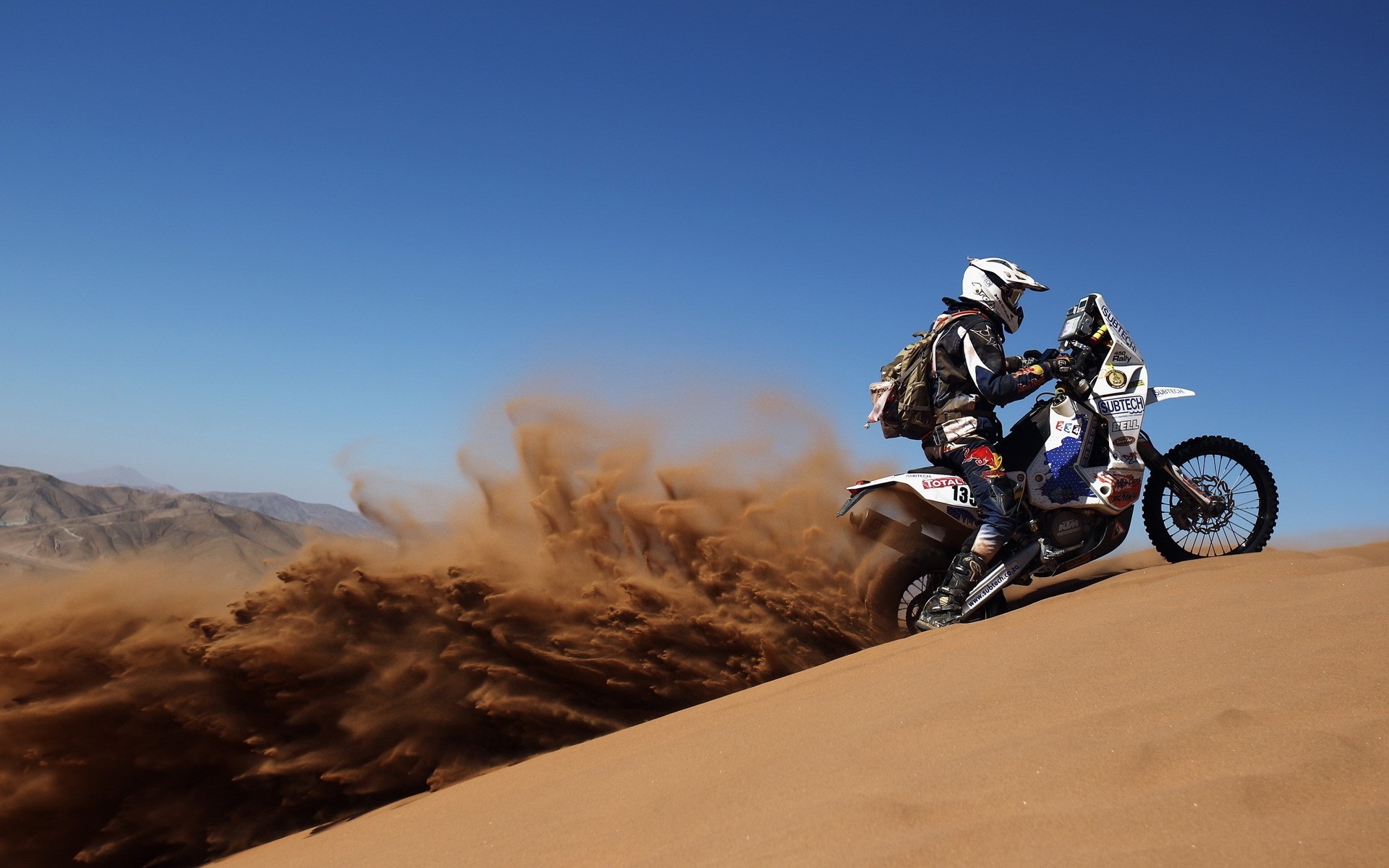 cycling bike adventure action travel biker desert sky sitting mountain hurry one recreation race hills sand sponsors