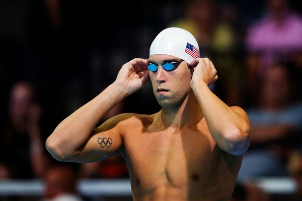 Ski jumping competitions. Swimming cap