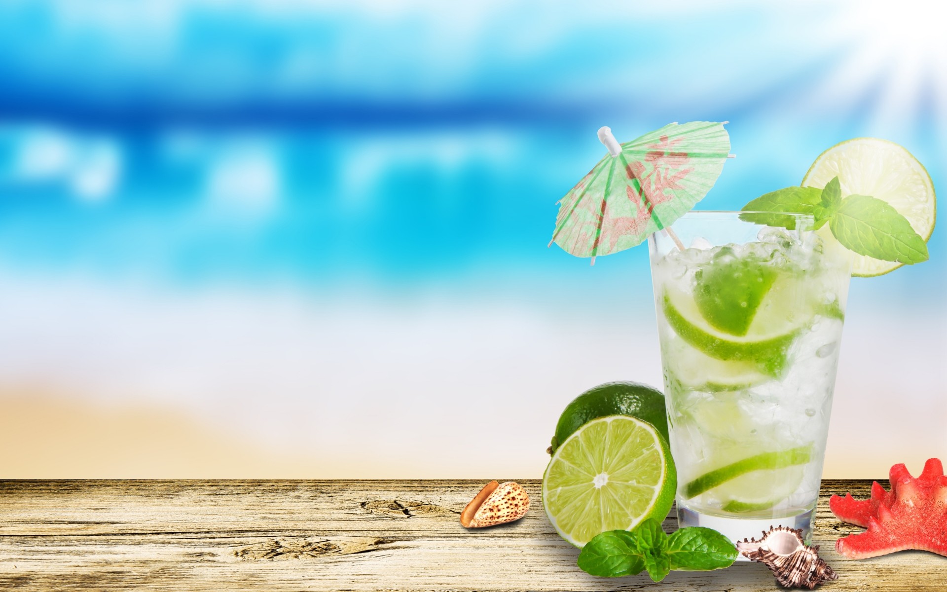 verano beber cóctel frío tropical vidrio hielo menta lima jugo limón refresco fruta líquido