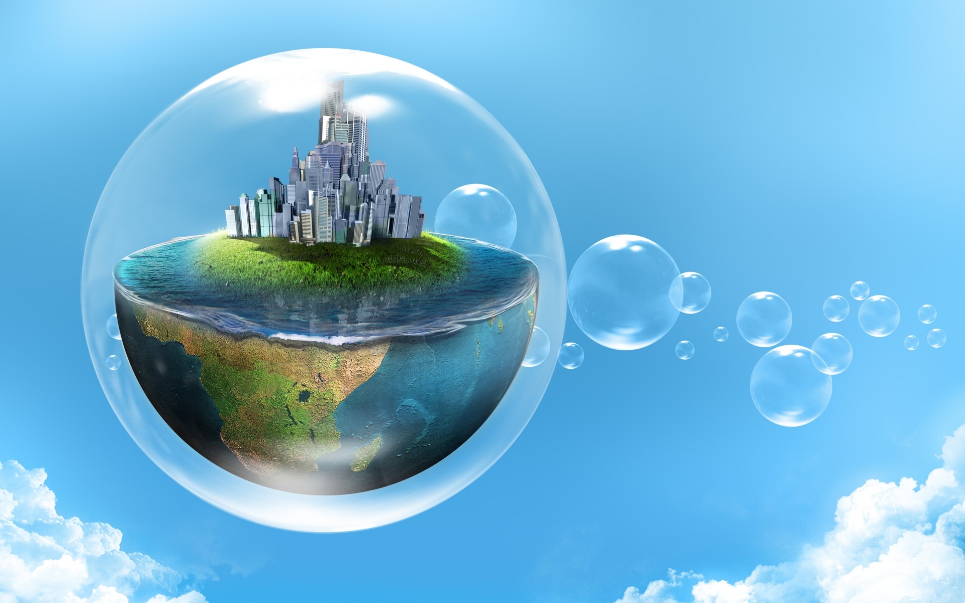 fantasy sphere ball-shaped spherical environment desktop nature ecology water sky planet background hearth mood