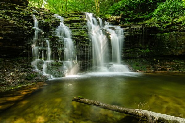 Landscapes of water, a waterfall in a stream